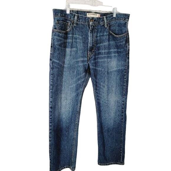 Levi's 505 Jeans Men's Sz 38/32 Distressed Straight Fit Medium Blue Wash Rustic - Picture 5 of 12